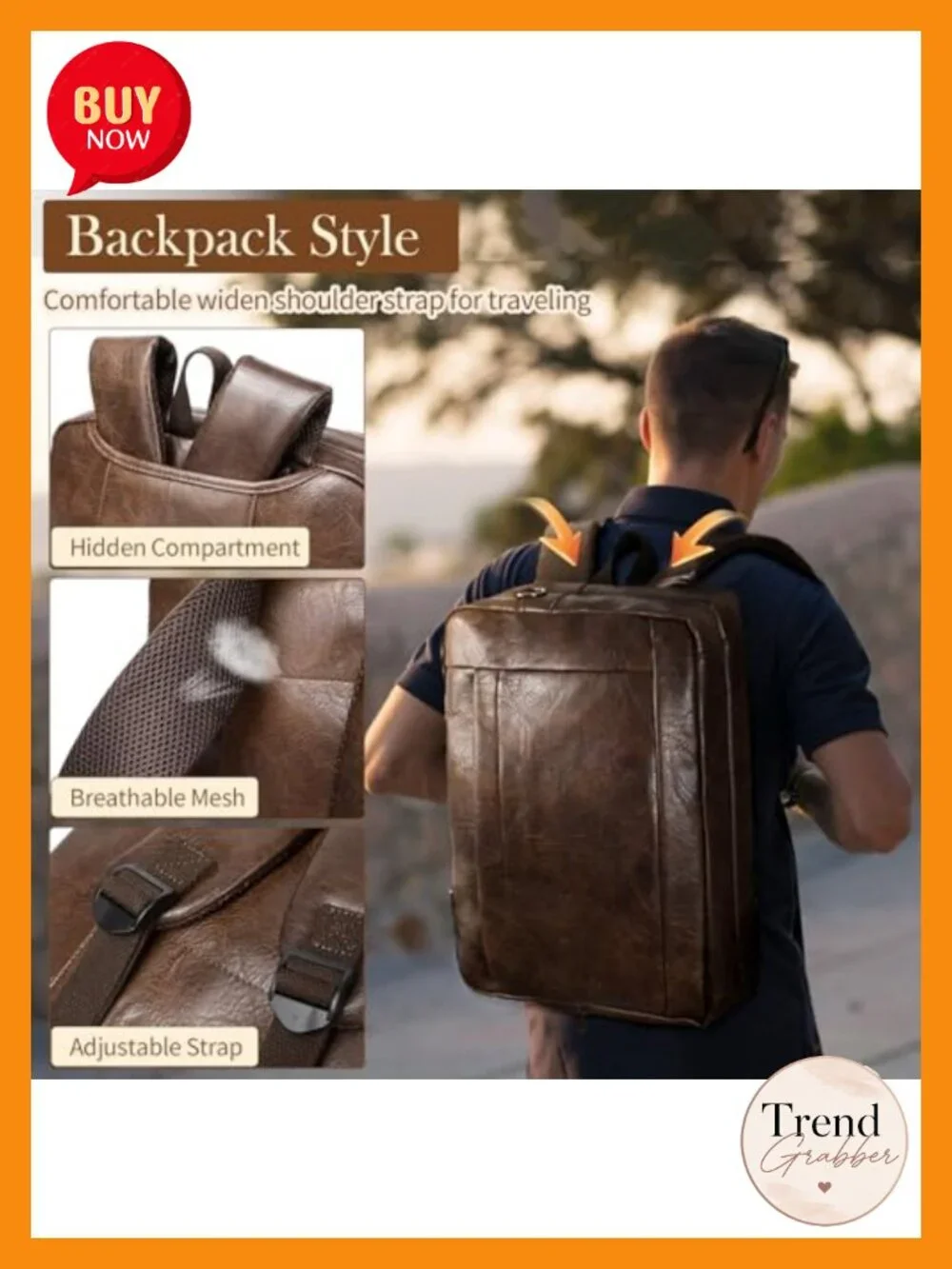 Faux Leather Convertible Laptop Messenger Bag 3-in-1 Backpack Briefcase Work